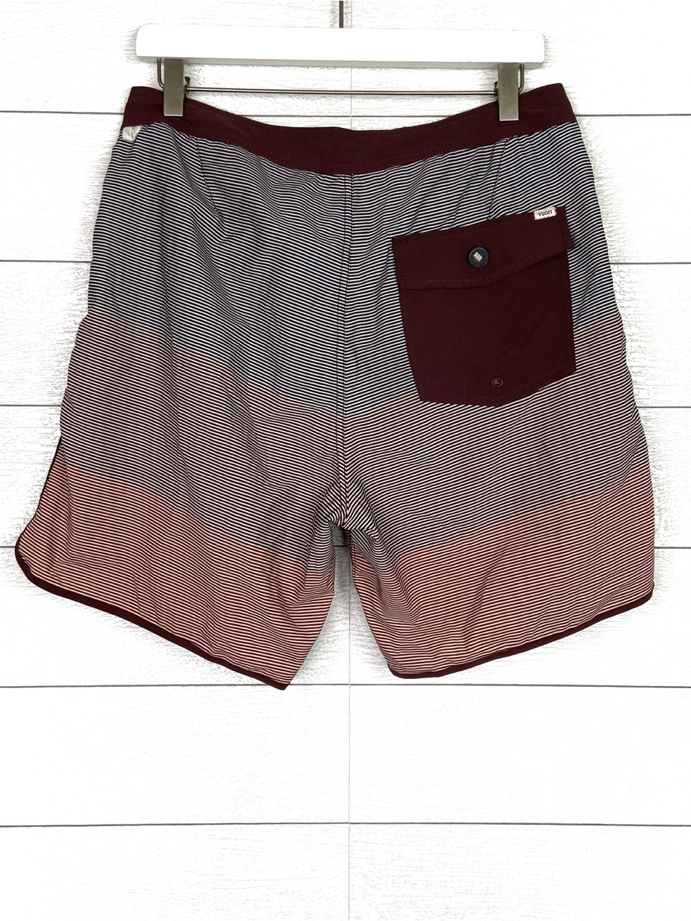 VUORI Mens 32 Cruise Boardshort Red Brown Mixed Stripe Swim Shorts Trunks - Picture 2 of 8